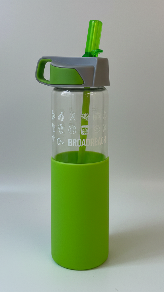 Broadreach Glass Water Drinking Bottle with Straw