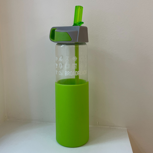 Broadreach Glass Water Drinking Bottle with Straw